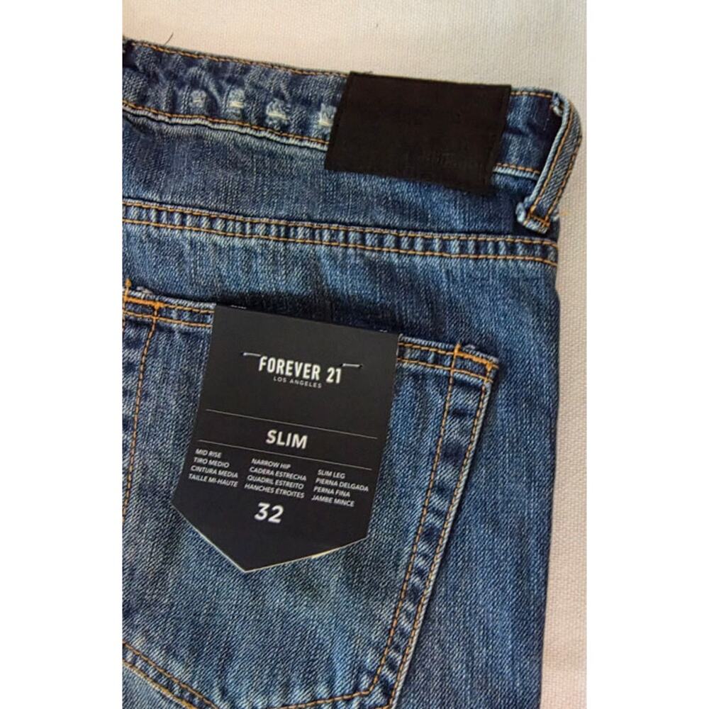 Forever 21 Men's Slim Fit Patch Jeans 32 Peace Embroidered Painted Streetwear - Picture 12 of 13